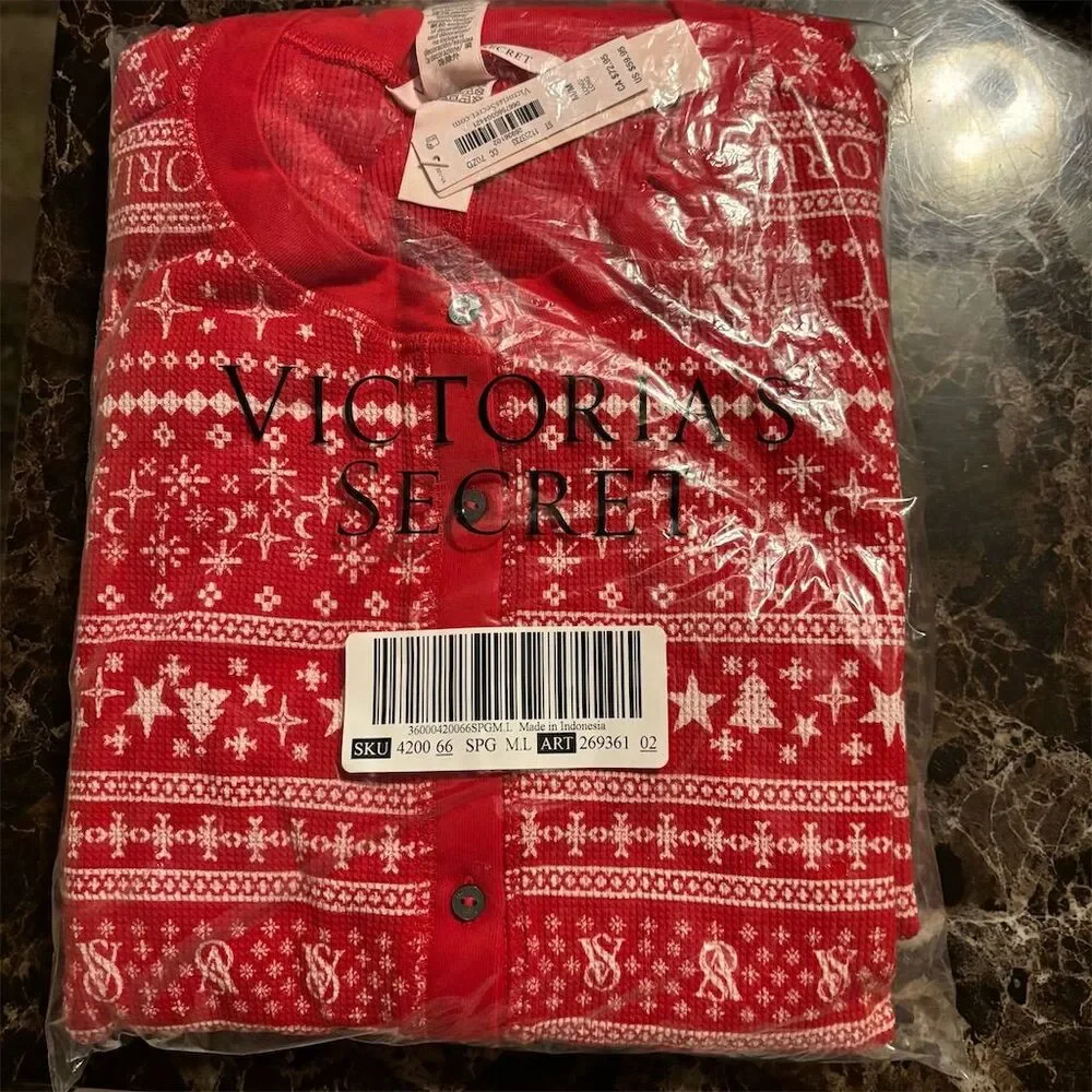 Victoria's Secret Red Fair Isle Pajama Onesie - Picture 6 of 9